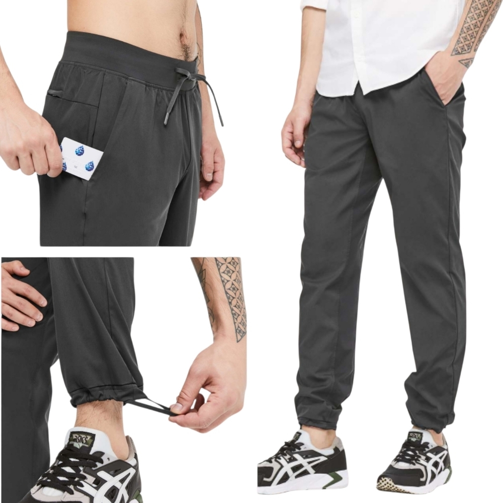 Lululemon Men Medium Great Wall Pants 32" Inseam Black Slip On Drawstring Jogger